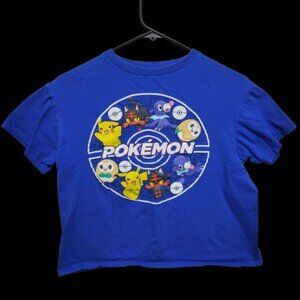 Pokemon Characters Kids Blue T-Shirt XL (tiny hole shown in pic)